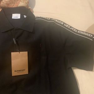 Burberry polo shirt in piqué cotton with logoed bands